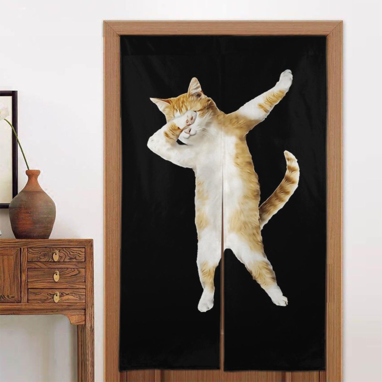 Amazon｜のれん おもしろ 猫 猫柄 面白い ねこ (2) 洗える アニメ 暖簾